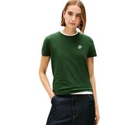 Tommy Hilfiger Camiseta TH Script REG C-NK SS para Mujer, WW0WW47809 S/S, Color Verde (Bosque Nacional), Talla S, Verde (Bosque Nacional), S