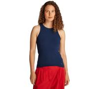 Tommy Hilfiger Camiseta Tipo Top para Mujer Slim 5X2 Rib Top Canalé Elástica, Azul (Dark Night Navy), M