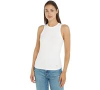 Tommy Hilfiger Camiseta Tipo Top para Mujer Slim 5X2 Rib Top Canalé Elástica, Blanco (Ecru), M