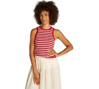 Tommy Hilfiger Camiseta Tipo Top para Mujer Slim 5X2 Rib Top Canalé Elástica, Multicolor (Primary Red/Ecru STP), XXL