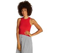 Tommy Hilfiger Camiseta Tipo Top para Mujer Slim 5X2 Rib Top Canalé Elástica, Rojo (Primary Red), S
