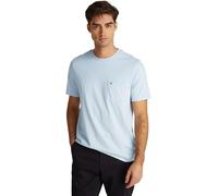 Tommy Hilfiger Camisetas de manga corta Hombre Essential con bolsillo en el pecho, Azul (Breezy Blue), L