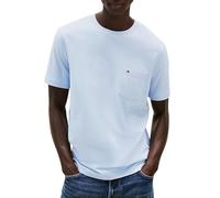 Tommy Hilfiger Camisetas de manga corta Hombre Essential con bolsillo en el pecho, Azul (Breezy Blue), M