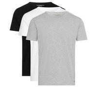 Tommy Hilfiger Camisetas de Manga Corta Pack de 3 Hombre Stretch con Cuello Redondo, Multicolor (Black/White/Grey Heather), XXL