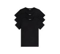 Tommy Hilfiger Camisetas de Manga Corta Pack de 3 Hombre Stretch con Cuello Redondo, Negro (Black/Black/Black), L