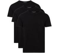 Tommy Hilfiger Camisetas de Manga Corta Pack de 3 Hombre Stretch con Cuello Redondo, Negro (Black/Black/Black), XL