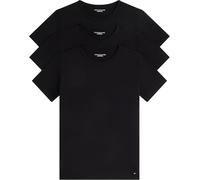 Tommy Hilfiger Camisetas de Manga Corta Pack de 3 Hombre Stretch con Cuello Redondo, Negro (Black/Black/Black), XXL