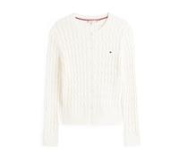 Tommy Hilfiger Chaqueta de punto Mujer Cardigan Co Cable Mid Slim Fit, Blanco (Ivory Silk), XL