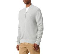 Tommy Hilfiger Cárdigan de Punto con Cremallera Hombre Structure Baseball Zip Through Sin Capucha, Gris (Light Grey Heather), 3XL