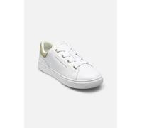 Tommy Hilfiger Sneaker con Suela Cupsole Mujer Casual de Piel, Blanco (White/Earth Sage), 41