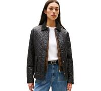 Tommy Hilfiger Cazadora acolchada Mujer Padded Nylon Slim Quilted con cuello francés, Negro (Black), L