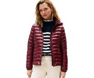 Tommy Hilfiger Cazadora acolchada Mujer Padded Slim con capucha, Rojo (Deep Burgundy), XXS