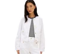 Tommy Hilfiger Cazadora vaquera Mujer Lady Jacket sin cuello, Blanco (Th Optic White), 38