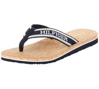 Tommy Hilfiger Chanclas Mujer Hilfiger Cork Beach Sandal Sandalias de dedo, Azul (Space Blue), 37