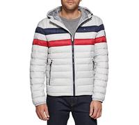 Tommy Hilfiger Chaqueta Acolchada con Capucha y Relleno Ultra Loft Resistente al Agua Abrigo Alternativo de plumón, Ice Combo, X-Large para Hombre