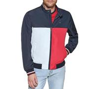 Tommy Hilfiger Men's Lightweight Varsity Rib Knit Bomber Jacket Chaqueta Shell, Medianoche/Hielo/Rojo, S para Hombre