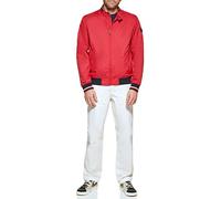 Tommy Hilfiger Chaqueta bomber de punto acanalado ligera para hombre, Poliéster rojo, XL