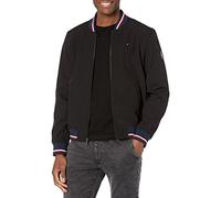 Tommy Hilfiger Chaqueta bomber ligera de punto acanalado para hombre, Carcasa suave de color negro., Medium