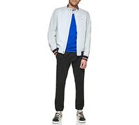 Tommy Hilfiger Chaqueta Bomber Ligera de Punto Acanalado Varsity Shell, Poli de Hielo, L para Hombre