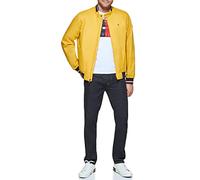 Tommy Hilfiger Chaqueta Bomber Ligera de Punto Acanalado Varsity Shell, Poliéster Amarillo, L para Hombre