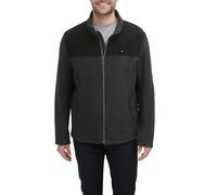 Tommy Hilfiger Chaqueta clásica de forro polar con cremallera frontal para hombre, Negro/Carbón, XX-Large