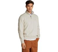 Tommy Hilfiger Chaqueta con cremallera Hombre Essential Fleece 1/4 Zip con cuello marinero con cremallera, Beige (Heathered Oatmilk), L
