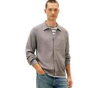 Tommy Hilfiger Chaqueta de Punto Hombre Cardigan Textured con Cuello Tipo Polo, Gris (Medium Grey Heather), XXL