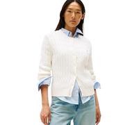 Tommy Hilfiger Chaqueta de punto Mujer Cardigan Co Cable Mid Slim Fit, Blanco (Ivory Silk), XL