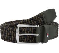 Tommy Hilfiger Cinturón Hombre Denton Elastic Leather 3,5 cm trenzado, Multicolor (Black/Army Green), 105 cm