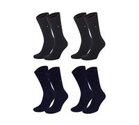 Tommy Hilfiger Classic Casual Business Calcetines de Hombre de Vestir/Informal Paquete 4 Unidades Varios Colores - Tejido mixto, 47-49, 2 negro (200)/2 marino oscuro (322)