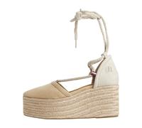 Tommy Hilfiger Closed Toe Linen Flatfor Marron Claro RBL