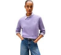 Tommy Hilfiger CO Cable Fine GG C-NK LS SWT WW0WW44993 - Sudadera para Mujer, Color Morado, Talla XXXL, Morado (Lavanda Ceniza), 3XL Grande Alto