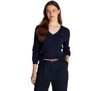 Tommy Hilfiger CO Cable Fine GG V-NK LS SWT WW0WW44987 - Suéter sin Botones para Mujer, Color Azul Marino Oscuro (Noche Oscura), Talla XXL, Azul (Dark Night Navy), XXL