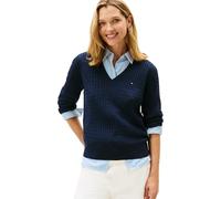 Tommy Hilfiger CO Cable Fine GG V-NK LS SWT WW0WW44987 - Suéter sin Botones para Mujer, Color Azul Marino Oscuro (Noche Oscura), Talla M, Azul (Dark Night Navy), M