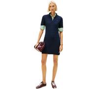 Tommy Hilfiger Vestido Tipo Jersey Mujer Cable Mid Shift con Cuello de Cremallera, Azul (Dark Night Navy), L