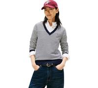 Tommy Hilfiger CO Jersey Fine GG V-NK LS SWT WW0WW40098 - Jersey para Mujer, Color Azul, Talla XXS, Azul (Bretton Stripe Dark Night Navy), XXS