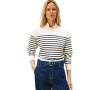 Tommy Hilfiger Co Jersey Gold Btn Mock-Nk Swt Ww0Ww47467 Suéter pulóver, Blue (Placed Thin Navy STP Sweaters), L para Mujer