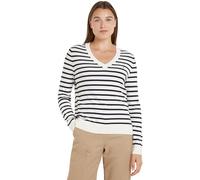 Tommy Hilfiger Co Jersey Stitch V-nk Sweater Ww0ww40098 Suéter, Blanco (Ivory Petal/Desert Sky STP), 3XL Grande para Mujer
