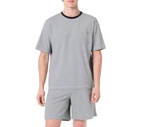 Tommy Hilfiger Conjunto de Pijama Hombre Jersey Mini Stripe Corto, Multicolor (Black Mini Stripe), M
