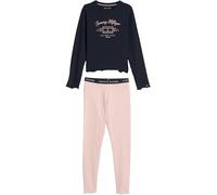 Tommy Hilfiger Conjunto de Pijama Niñas Legging Set Manga Corta, Multicolor (Soft Rose/Desert Sky), 14-16 Años