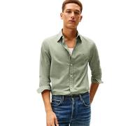 Tommy Hilfiger Core Hairline Poplin RF Shirt MW0MW41399 L/S Camisa para Hombre, Verde, L, Verde (Pino de montaña/Raya), L