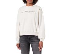 Tommy Hilfiger Corp Logo MDRN SWTSRT WW0WW47831 Sudadera sin Botones para Mujer, Color Blanco (Crudo Jaspeado), L, Blanco (Crudo Jaspeado), L