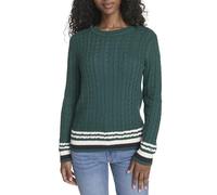 Tommy Hilfiger Cotton Crewneck Cable Sweater Suéter pulóver, Forest Multi, M para Mujer