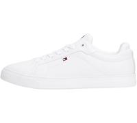 Tommy Hilfiger Court Sneaker Hombre Icon Flag Essential de Piel, Blanco (White), 42