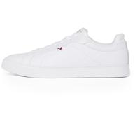 Tommy Hilfiger Court Sneaker Hombre Icon Flag Essential de Piel, Blanco (White), 44