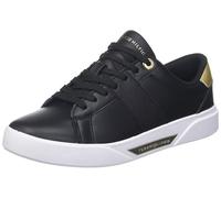 Tommy Hilfiger Court Sneaker Mujer Chic Panel Court Sneaker de Piel, Negro (Black), 36