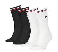 Tommy Hilfiger Crew Calcetines, Blanco/Black, 35/38 (Pack de 4) Unisex