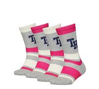 Tommy Hilfiger Crew Sock, Rosa (Pink Combo), 27-30 (Pack de 4) Unisex Niños