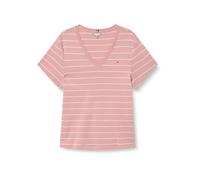 Tommy Hilfiger CRV Slim Cody V-nk SS Ww0ww44220 Camiseta S/S, Pink (Fine STP Bonita Pink/Ecru), 54 EU para Mujer