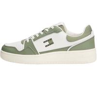 Tommy Hilfiger Cupsole Sneaker Hombre Retro Basket Low Top, Multicolor (Ecru/Aruba Green), 44